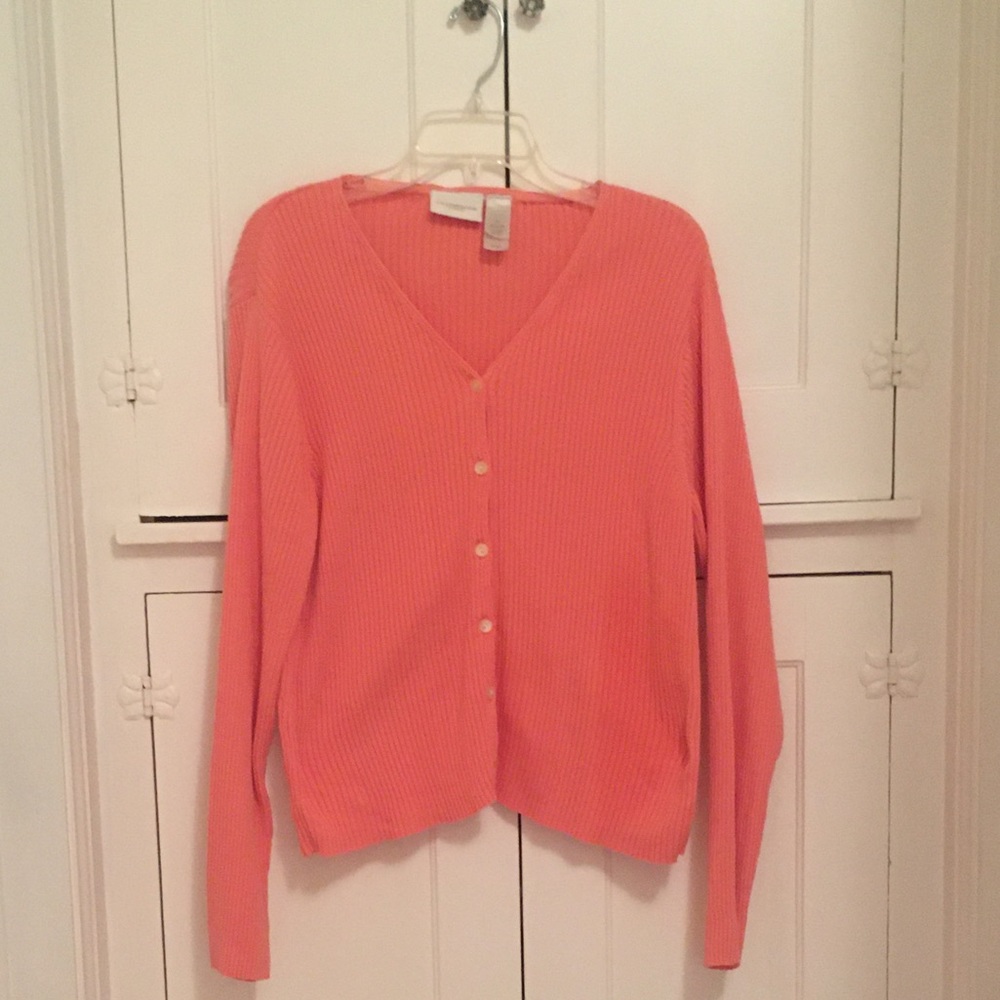 Coral Liz Claiborne Lizsport Ribbed Cardigan - XL